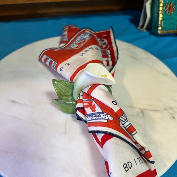 Napkin rings, vintage ceramic white flowers with green stems- vintage - Picture 9 of 9